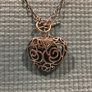 Brighton Silver Flower Heart Necklace